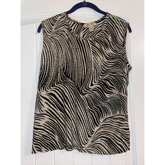 Vintage Pleat Pleat by Rafael Women's Zig Zag Tank Top Large ripple smock - Picture 1 of 4